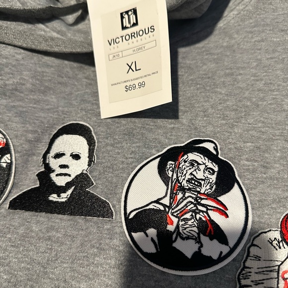 Men's Gray Horror Hoodie - Picture 5 of 6